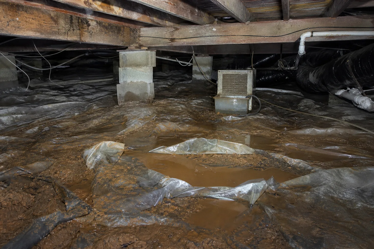 Failing crawl space moisture control in Maryville, TN before