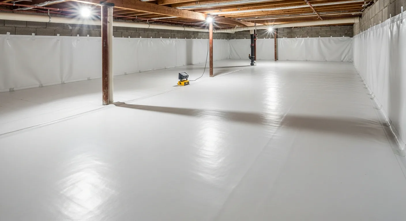 Encapsulated crawl space with vapor barrier in Knoxville, TN after installation